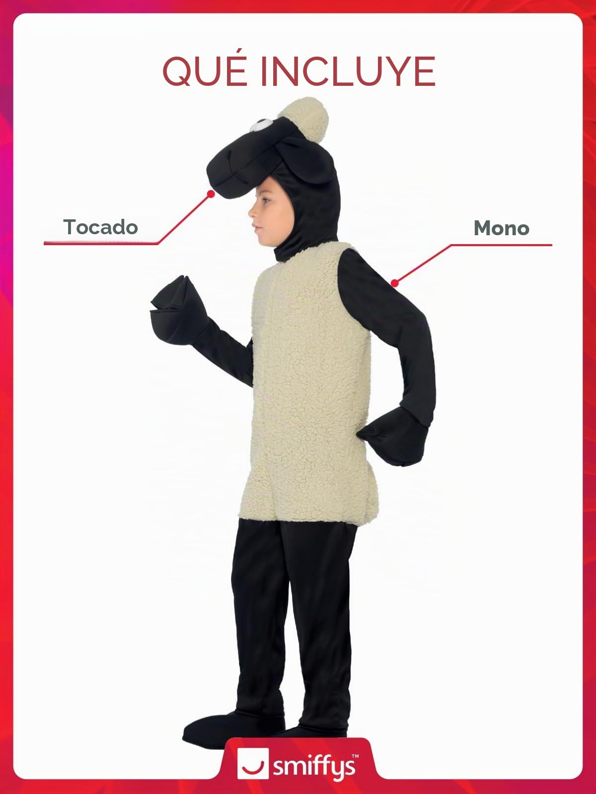 Smiffys Shaun The Sheep Kids Costume, White with Jumpsuit & Headpiece, Officially Licensed Shaun The Sheep Fancy Dress, Child Dress Up Costumes