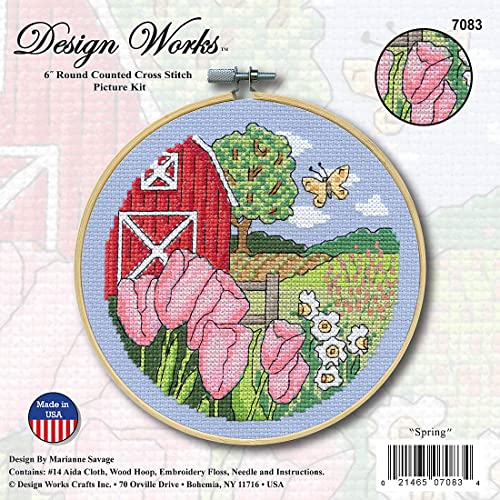 Image of DesignWorks Ink Spring Counted Cross Stitch Kit with Hoop, By the yard