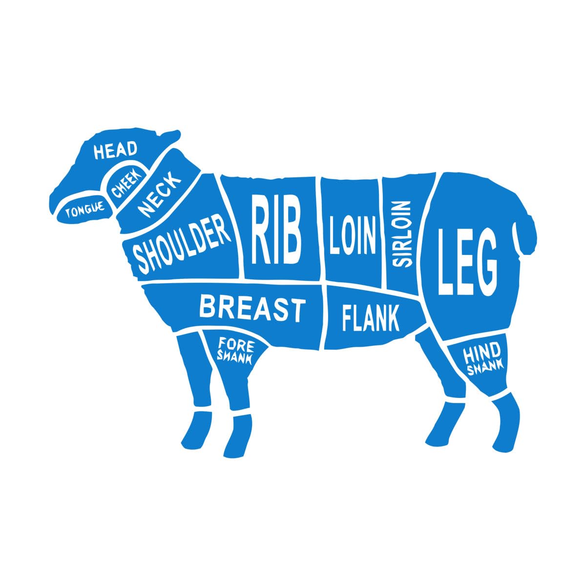 Butcher Lamb Cuts Wall Art Decal - Kitchen Window Murals - Lamb Cuts Part Vinyl Wall Sticker - Small - 39x57cm — image 1