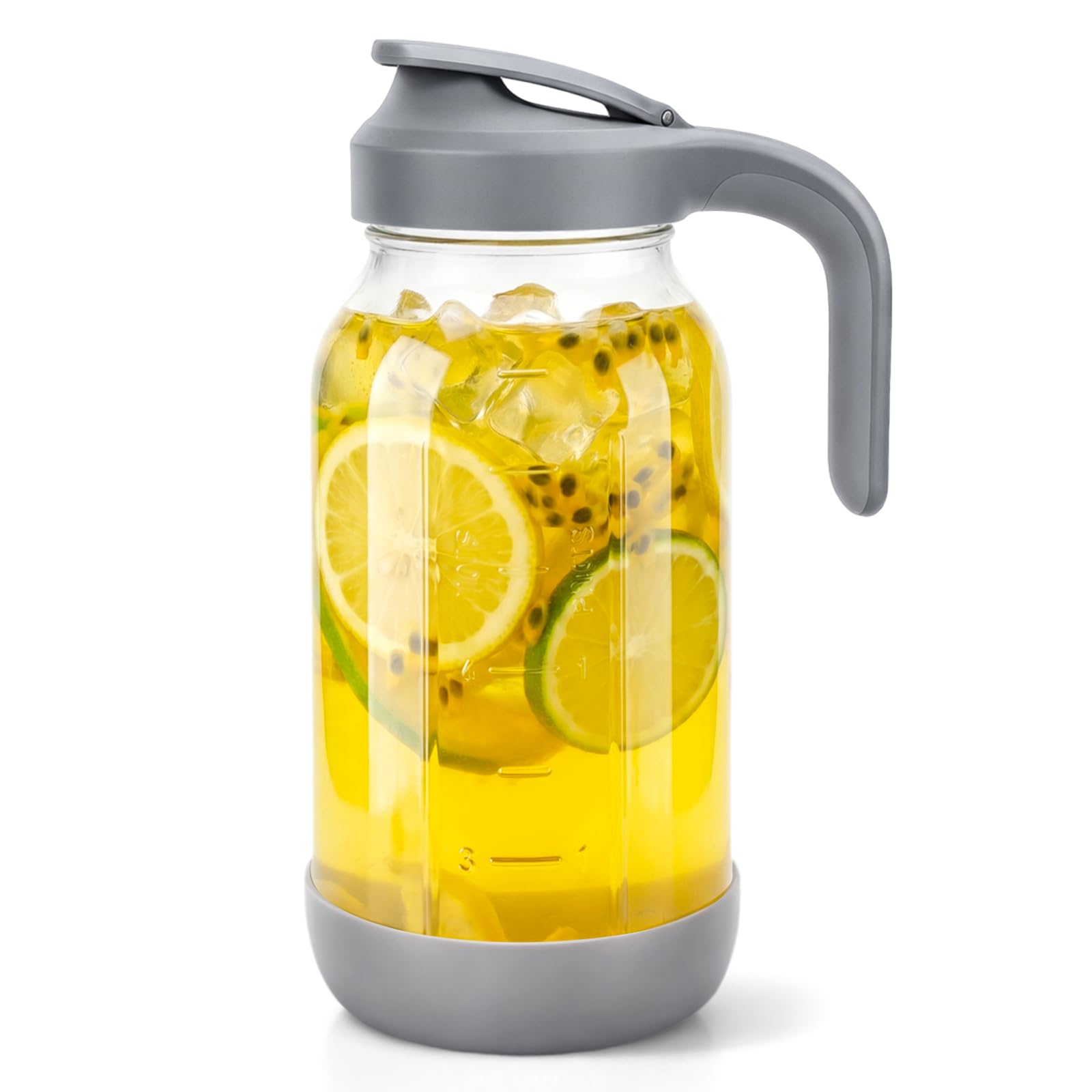 64 oz (2 Qt) Glass Mason Jar Pitcher with Pour Spout Lid &amp; Handle