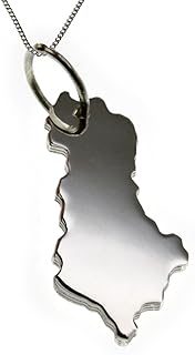 50cm Halskette + Albanien Anhänger in massiv 925 Silber