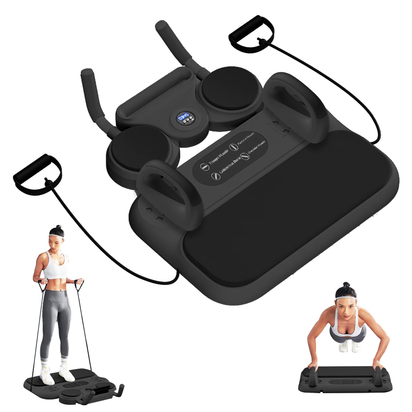 Conseil Réformateurs Pilates, 6 en 1 Multifonctionnelle Pilates Planche Coulissante avec Bandes Résistance Tapis Genou Et Minuterie LED Support Téléphone Portable Entraîneur Muscles Abdominaux