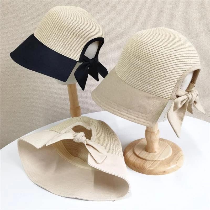 Sombrero de Playa de ala Ancha Grande para Mujer, con Abertura en la Espalda, de Paja con Retazos, Ajustable, con Lazo, para el Sol y Vacaciones (Talla única B)