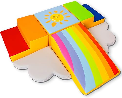 Bloques de Escalada de Espuma Captivantes No Tóxicos para Niños Pequeños – Juego de Juego Suave de 6 Piezas para Habilidades Motoras, Gateo y