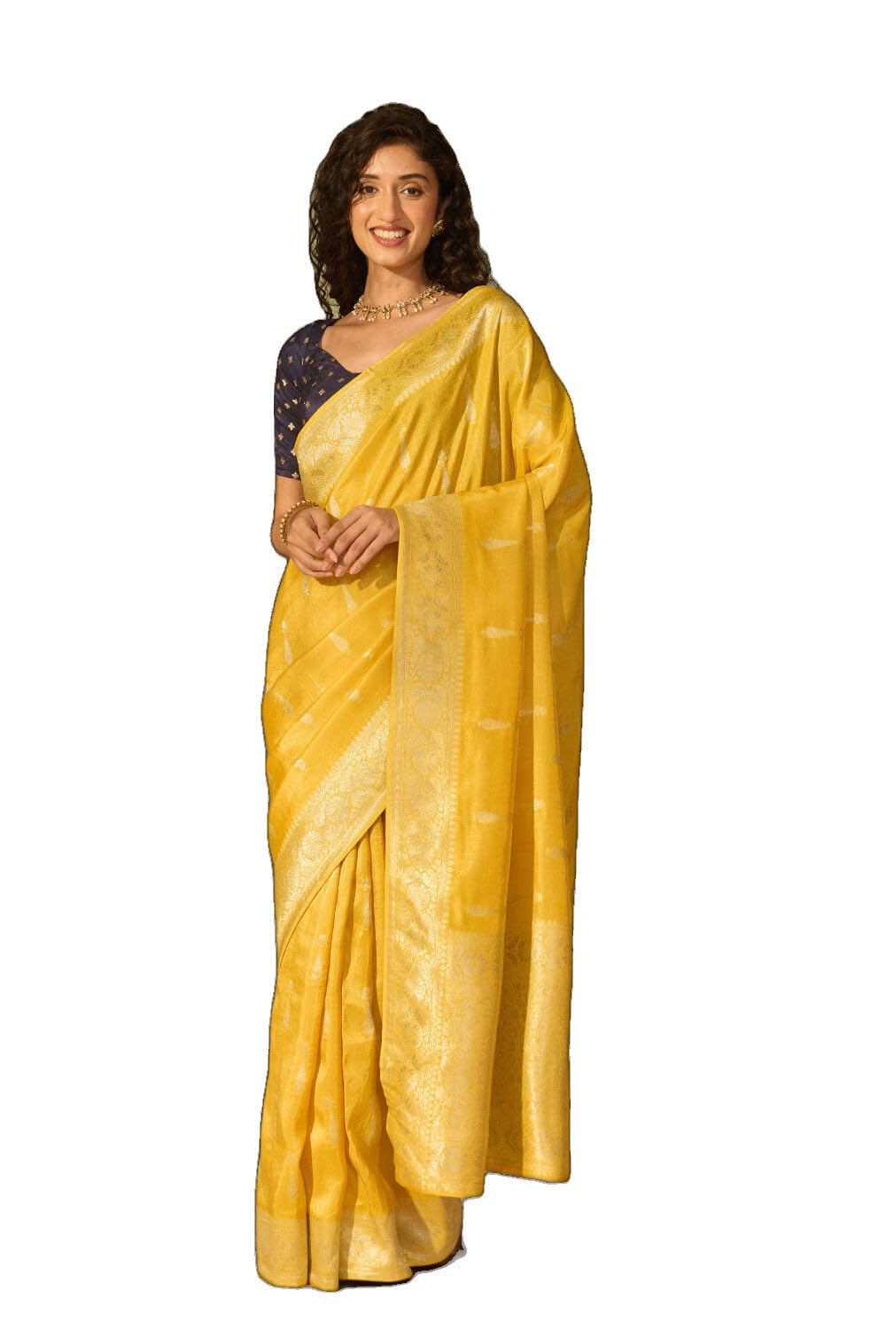 taneira Yellow Woven Pure Viscose SareeWith Unstitched Blouse( SAPP01AE1699-Yellow)-picture-35