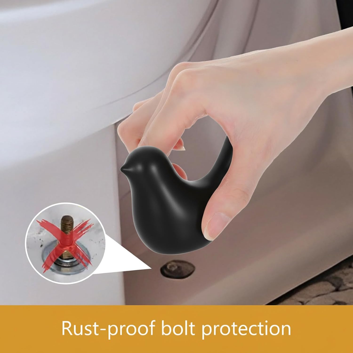 2Pcs Ceramic Toilet Bolt Covers, Black Bird Replacement Toilet Screw Cover Caps, Toilets Bolt Caps Decorative, Bathroom Decorative Toilets Floor Screw Cover Cap