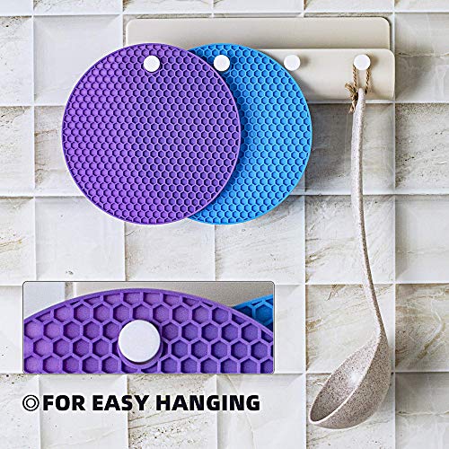 Image of Countertop Protector Heat Resistant Trivets for Hot Pots and Pans - Non-Slip Insulated Heat Pads for Kitchen Counter Purple Pack of 2