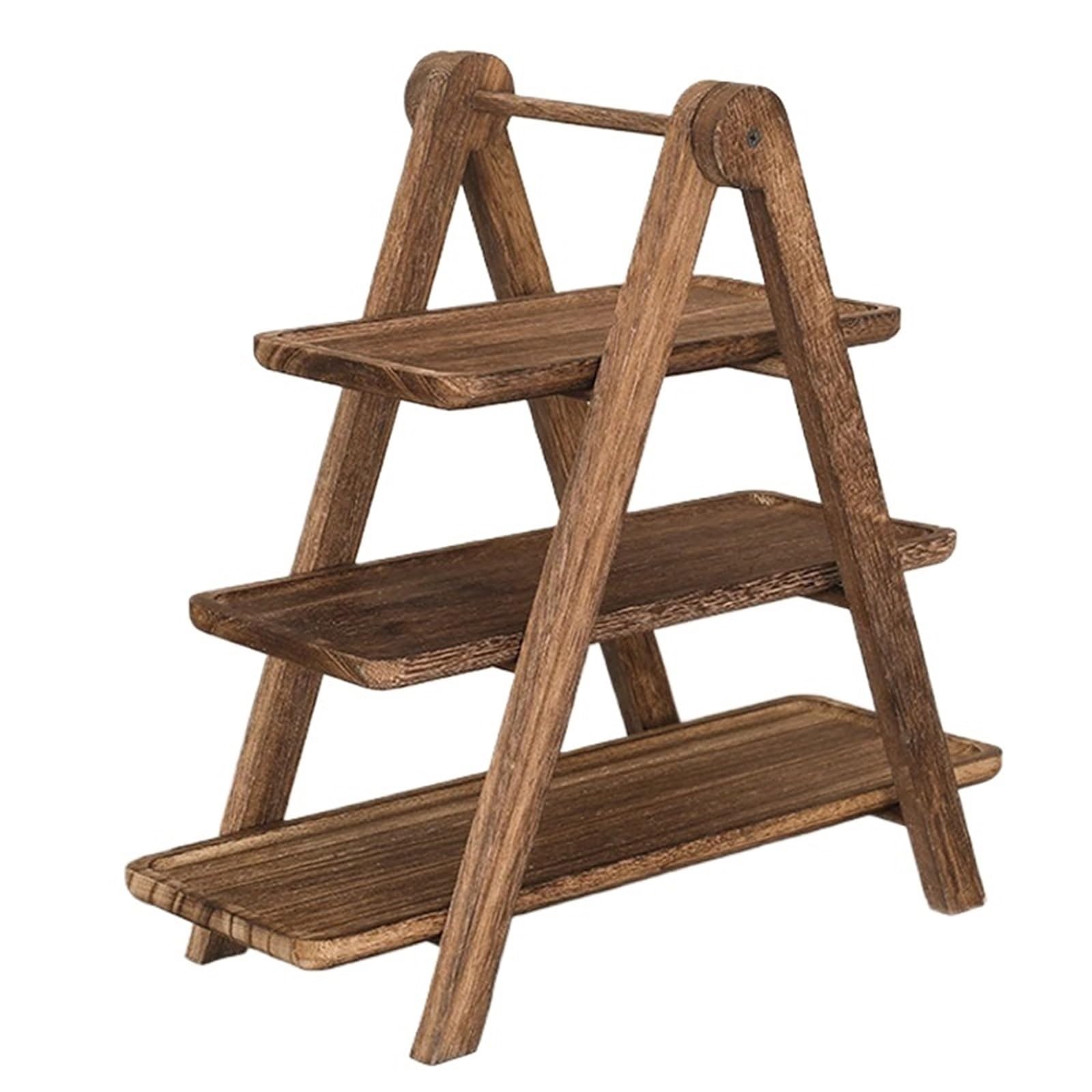 Wood 3 Tier Food Serving Tray Three Tiered Cupcake Stand,Rectangle Party Platter Wooden,Kitchen Storage Rack For Cakes And Desserts