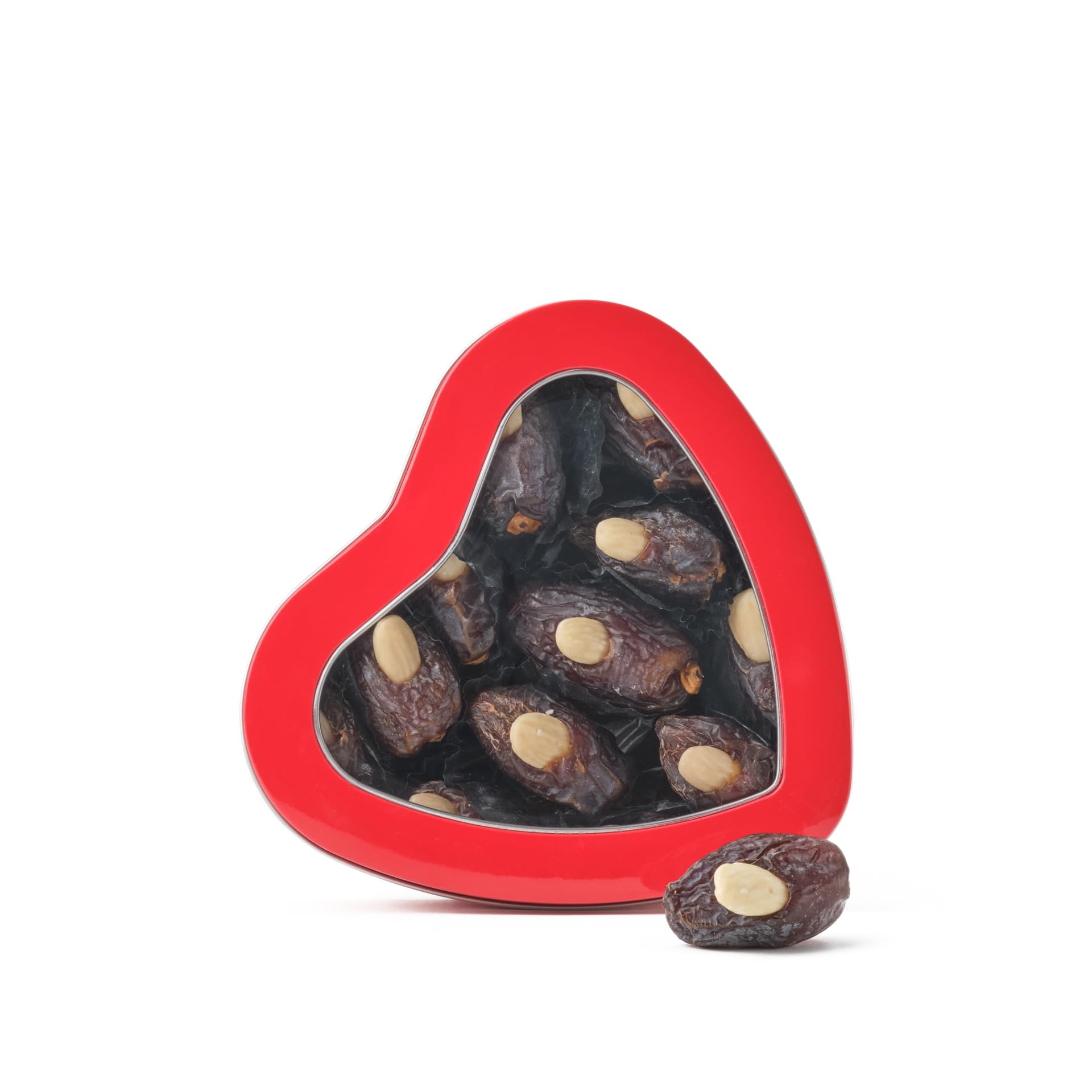 Walnut Tree Medjool Dates Gift Tin with Almonds – Luxury Heart-Shaped Selection, Handpacked in the UK – Great Taste Award Winner – Premium Food Gift, 270g