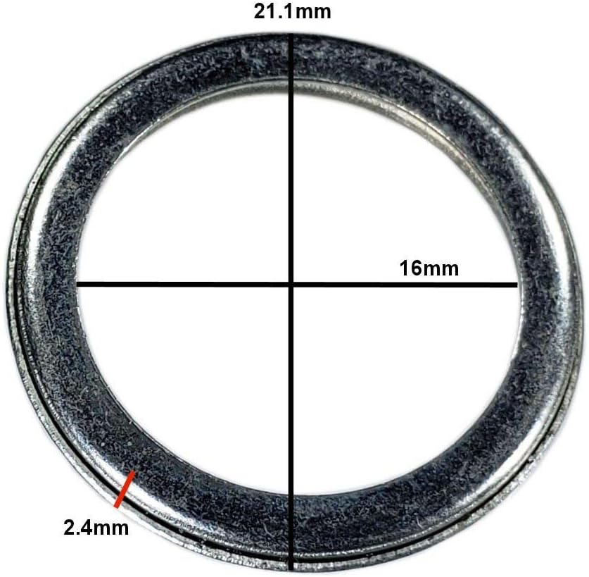 # BAS03563 (50 Pack) M16 Metal Crush Washer Oil Drain Plug Gasket Aftermarket part Fits in Place of 095-159, 803916010 & More (I.D: 16mm / O.D: 21.1mm)