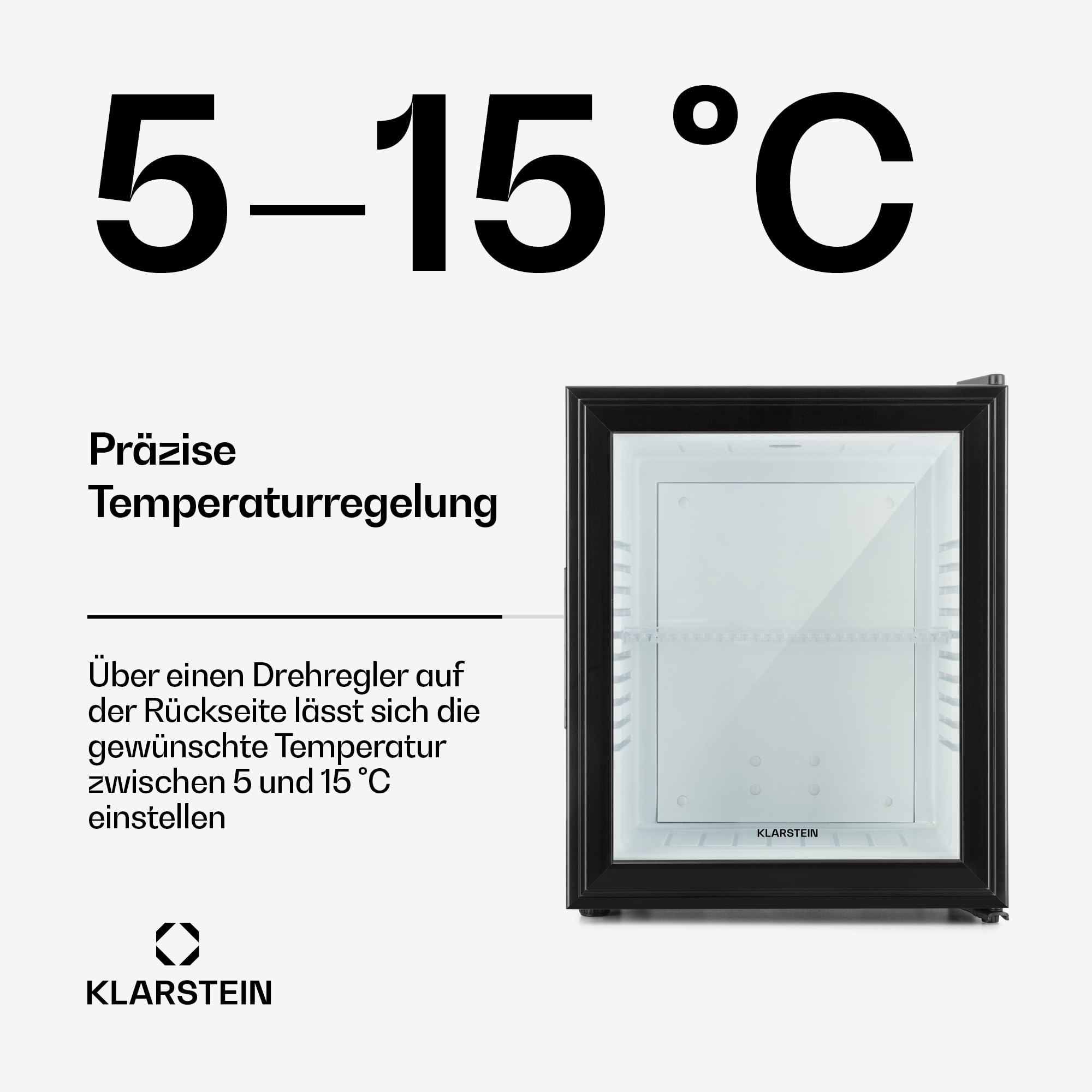 Klarstein Mini Kühlschrank mit Glastüre 23L 5-15°C, leise, verstellbare Ablagen