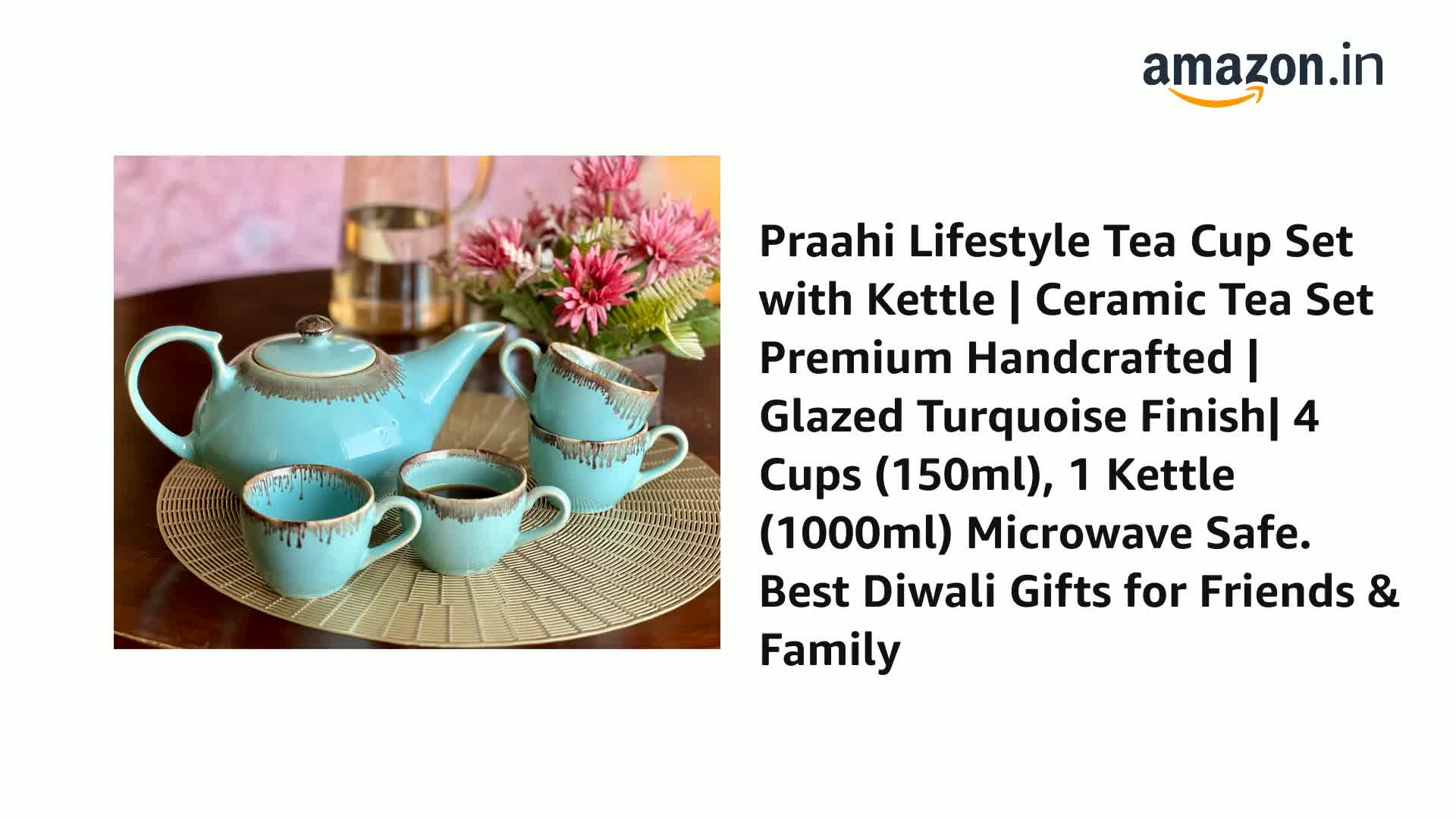 Buy Praahi Lifestyle Tea Cup Set with Kettle |Ceramic Tea Set