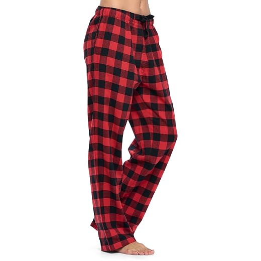 Ashford & Brooks Womens Super Soft Flannel Plaid Pajama Sleep Apparel Pants, Red Buffalo Check, Medium