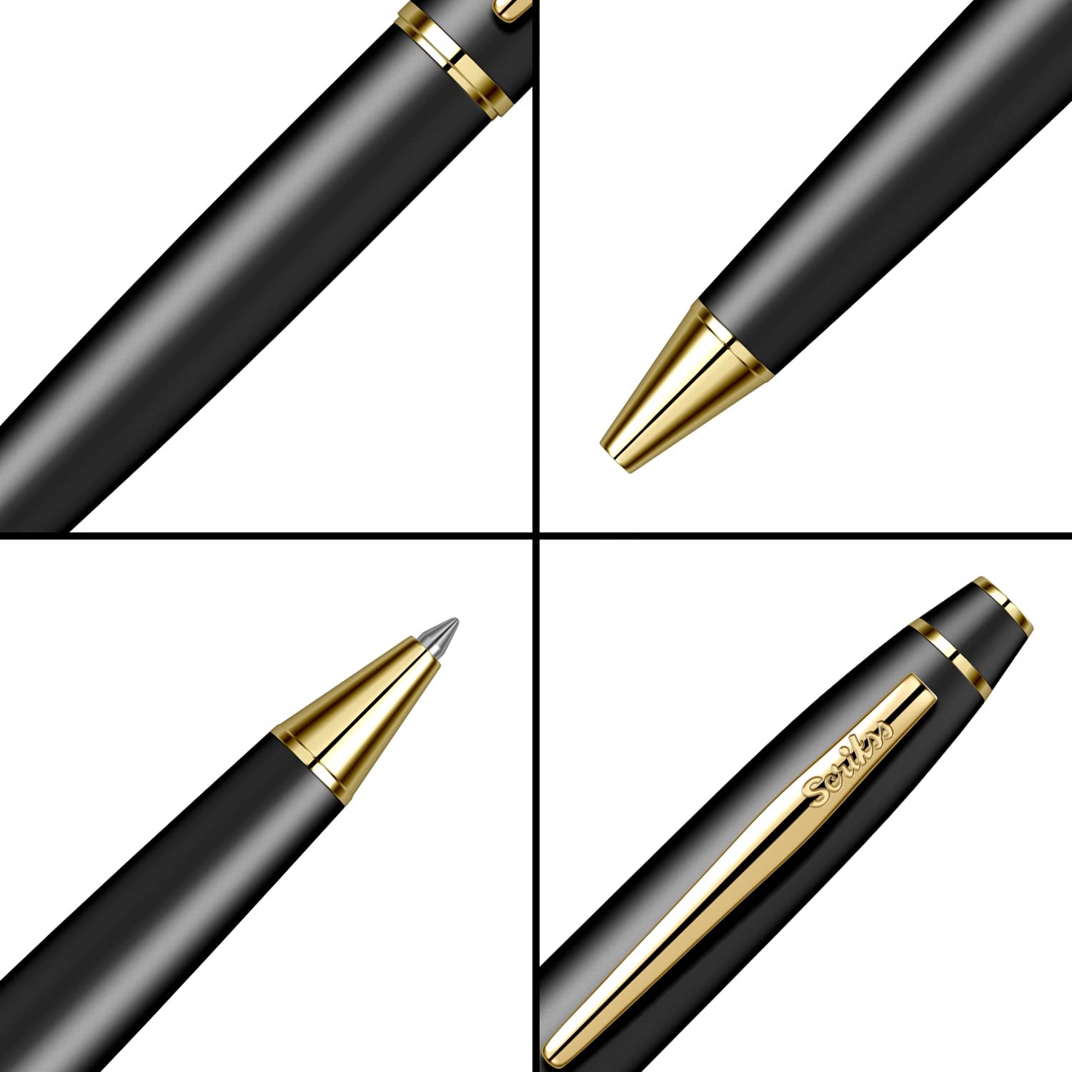 Scrikss Noble 35 Tükenmez Kalem Mat Siyah Altın