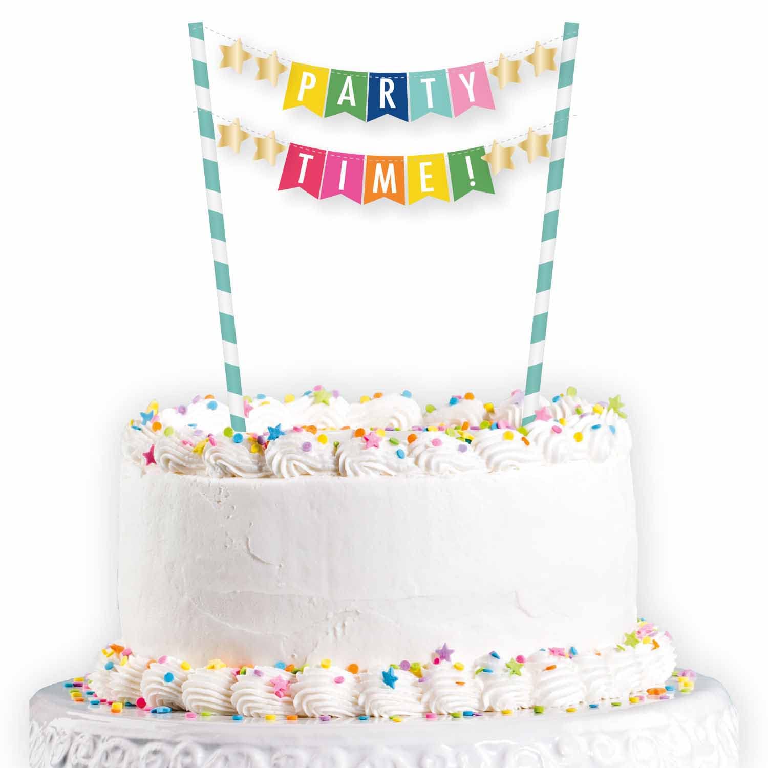 Amscan 9912371 - Hooray! Rainbow Party Time Birthday Cake Bunting Decoration