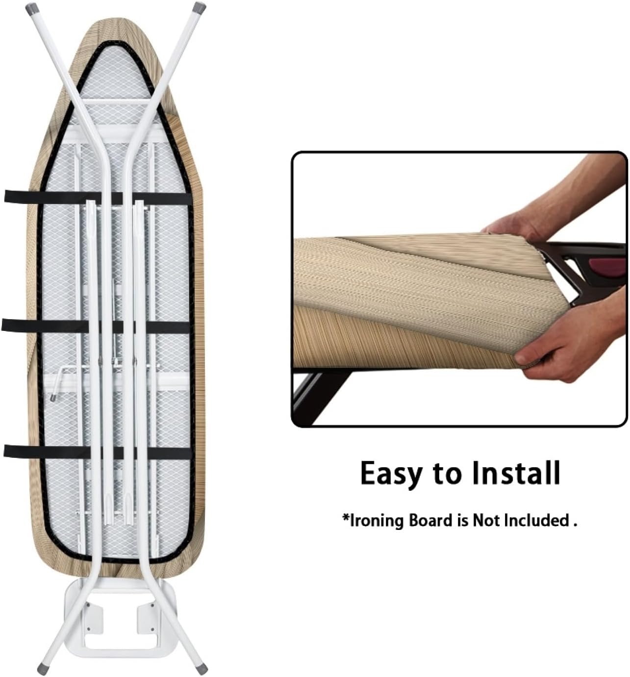 Iron Board Cover with Padding Standard Size Light Brown Wood Padded Ironing Board Covers 15x54 Heat Reflective Extra Thick Wide Non Stick Scorch and Stain Resistant Heatproof