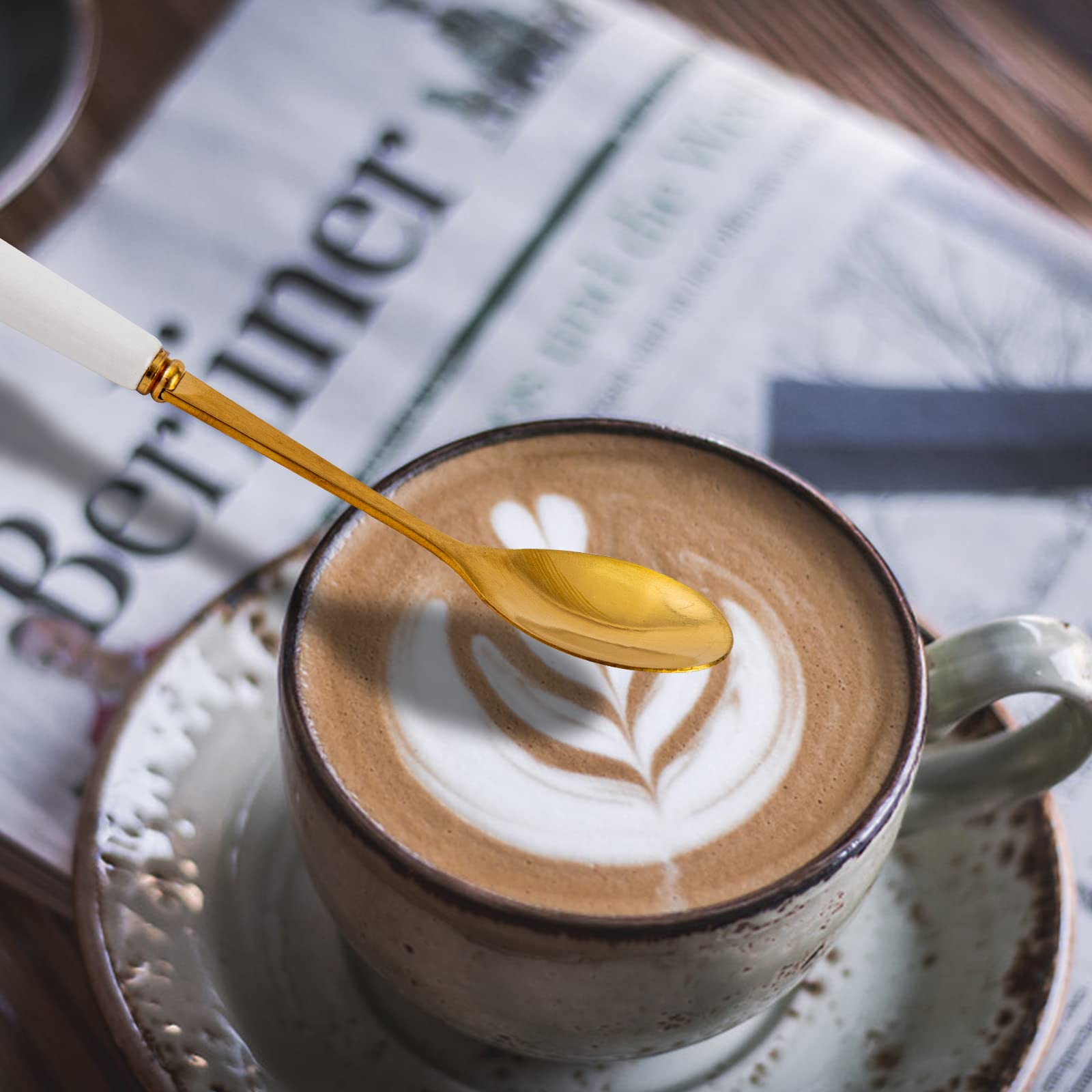 5/6 Pieces Gold Stirring Teaspoons Stainless Steel Mini Coffee Spoon Set Ice Cream Cake Dessert Spoon Mirror Kitchen Utensils - 15 - View #10