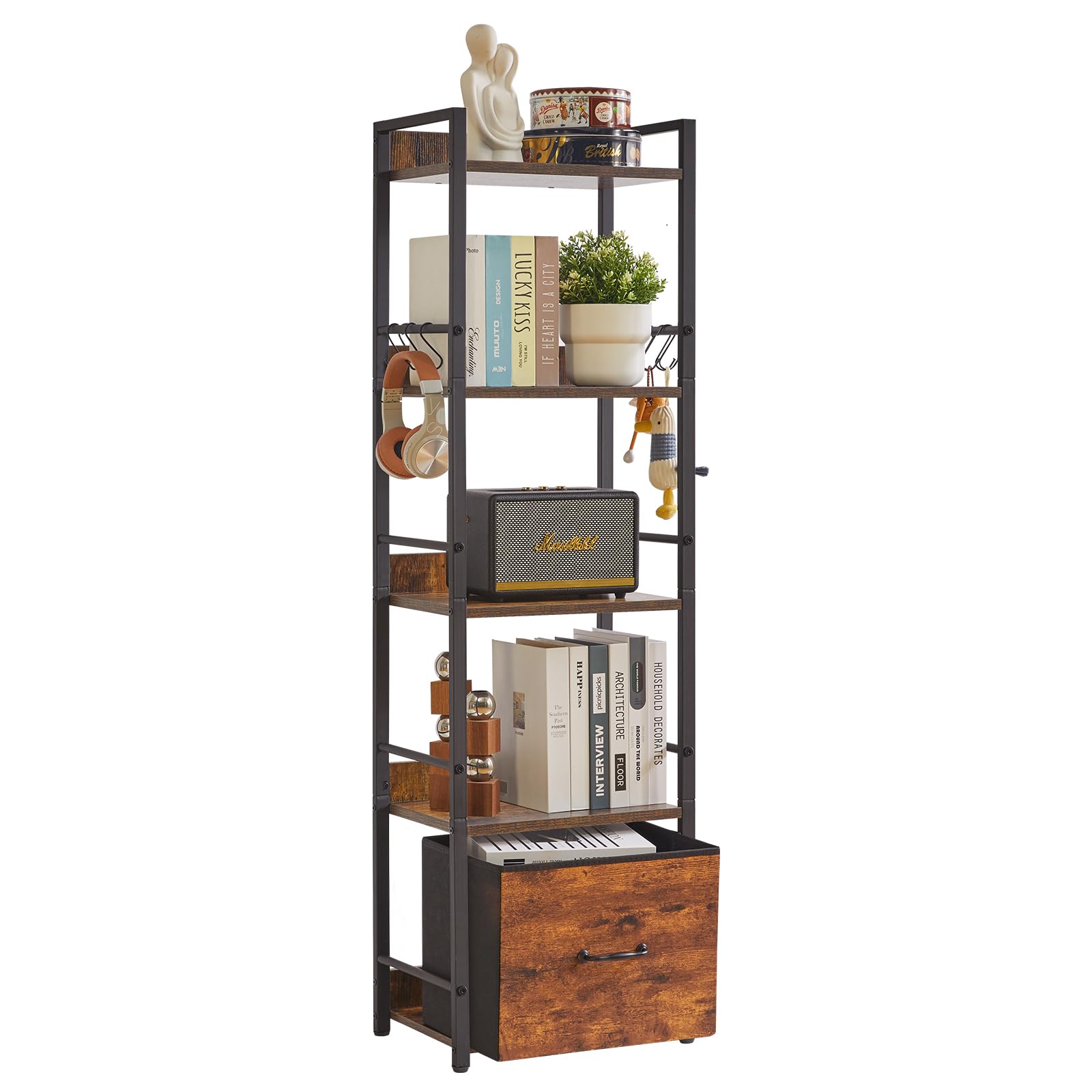 Amazon｜Aibiju 本棚 スリム リビング 棚 おしゃれ 幅39奥行26高さ  