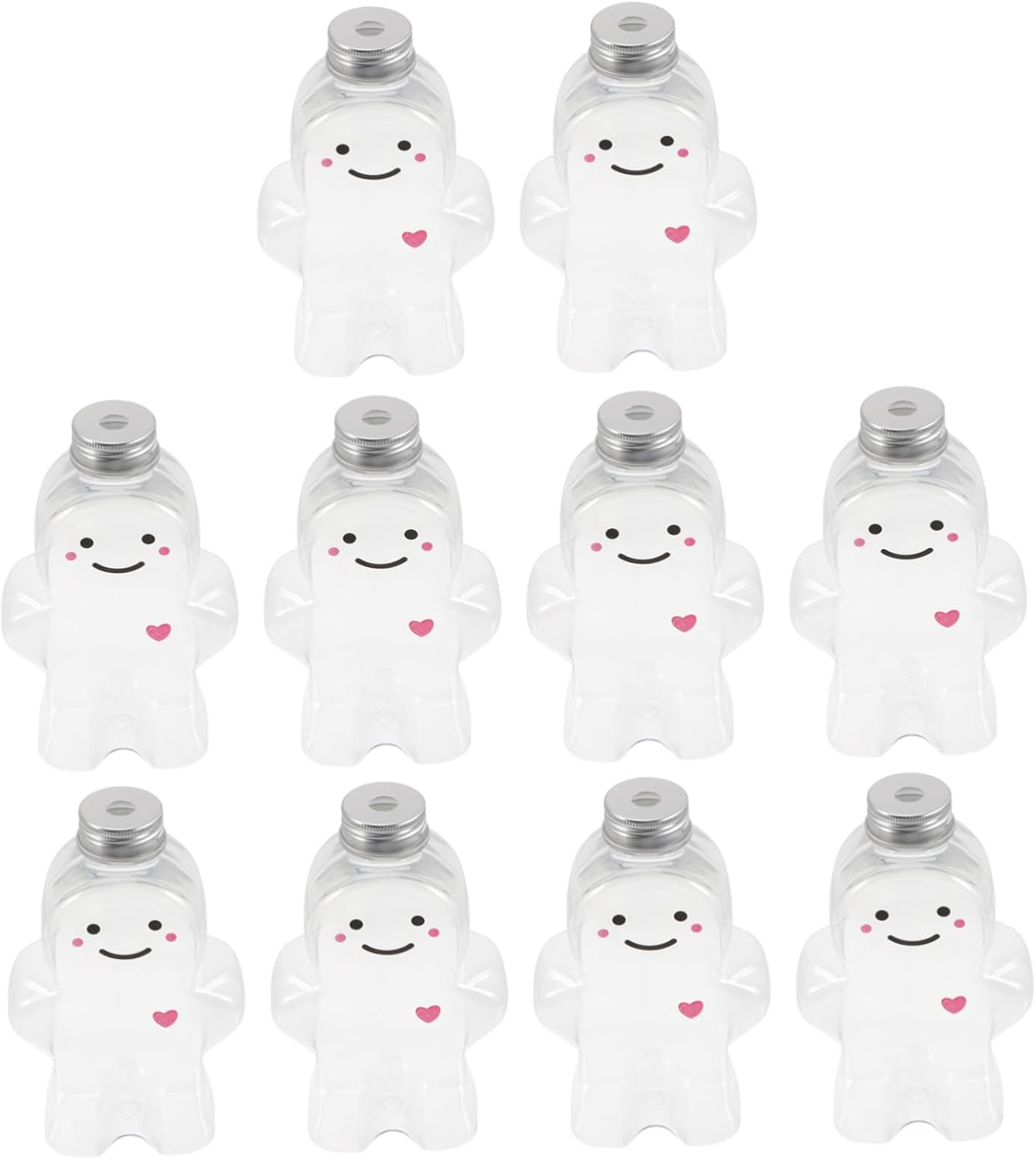 10pcs Pet Juice Bottles Lids Reusable Drink Containers for Juices Cocktails for Parties and Daily Use