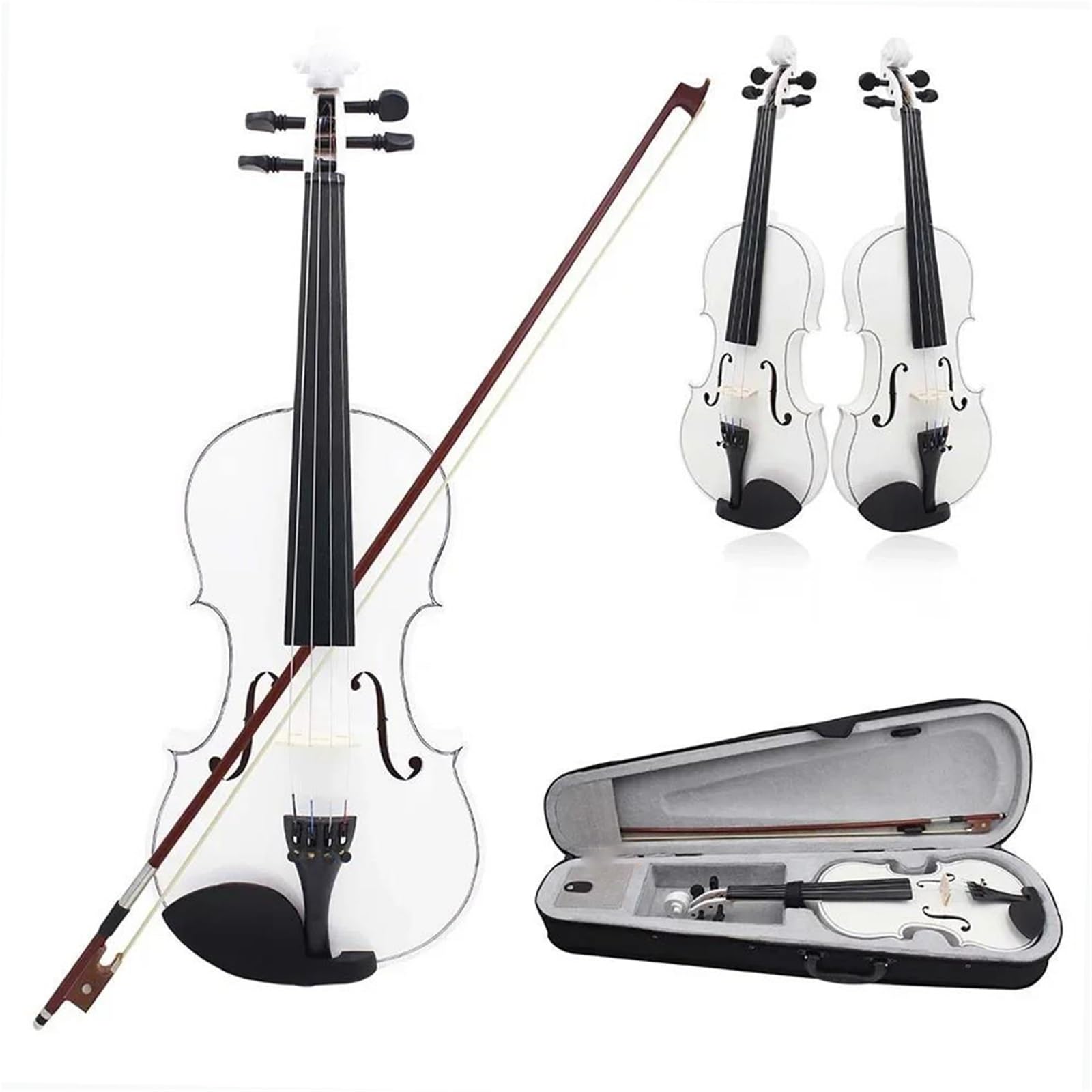 Kit Di Violino Per Principianti Di Violino 4/4 Kit Di Avvio Di Strumenti Musicali A Corda Professionali Per Violino Per Principianti(White)