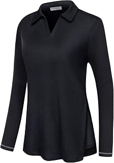 Vldnery Women's Golf Shirts Short Sleeve V Neck Loose Fit Plain Workout Tennis Polo T-Shirts
