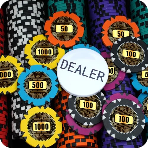 Image of CASINO KART Casinokart Gold Bullion Casino Poker Chip Set - 300 Chips with 2 Decks of Playing Cards & Dealer Button | Professional Poker Chipset