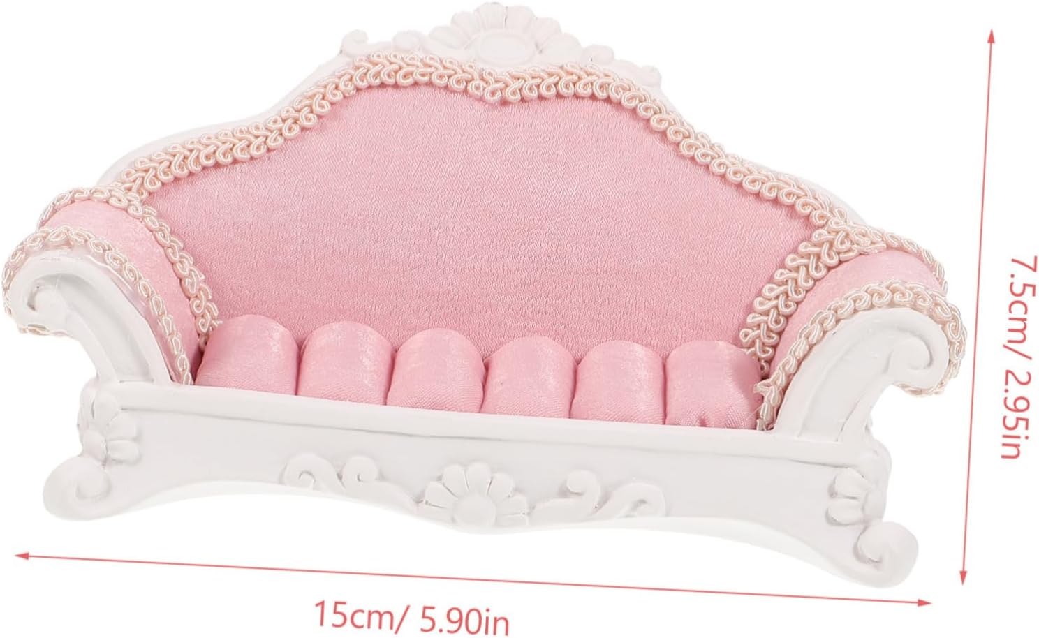 Alipis Sofa Shape Jewelry Display Stand Ring Rack Resin Cloth Pink image 2