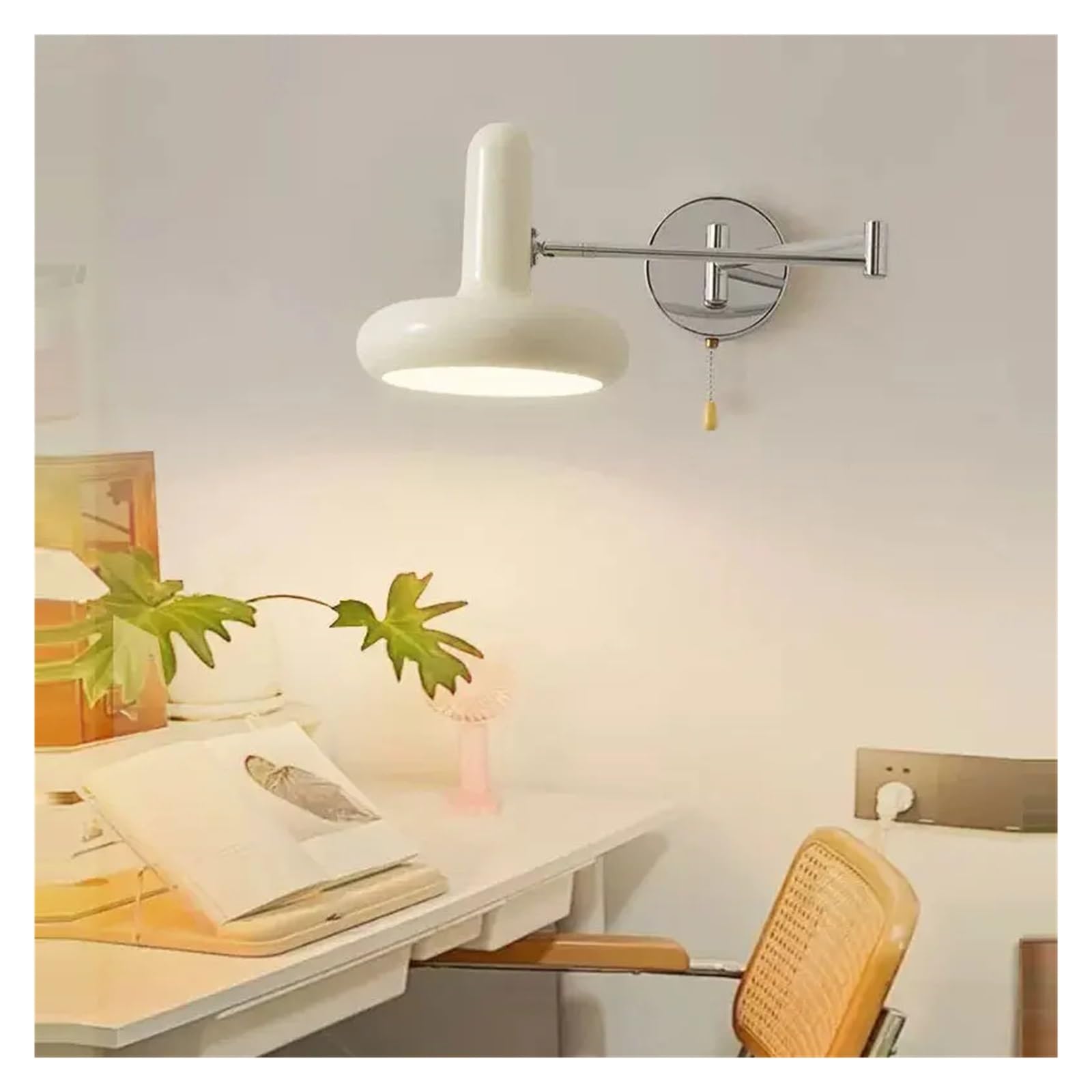 Kremowa chowana lampa ścienna LED do sypialni, stolika nocnego, biura, salonu, baru, korytarza, nowoczesne oświetlenie wewnętrzne LED (orzech)