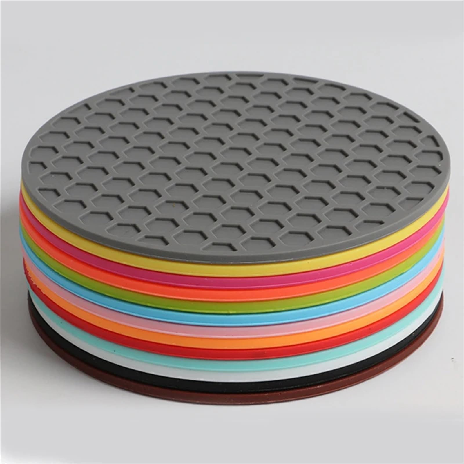 3 pezzi sottobicchieri rotondi sottobicchieri for bevande al caffè in silicone porta tazze da tè ispessito antiscivolo calore ispessito cuscinetti accessori da tavolo da cucina For Cucina(Black,ROUND_