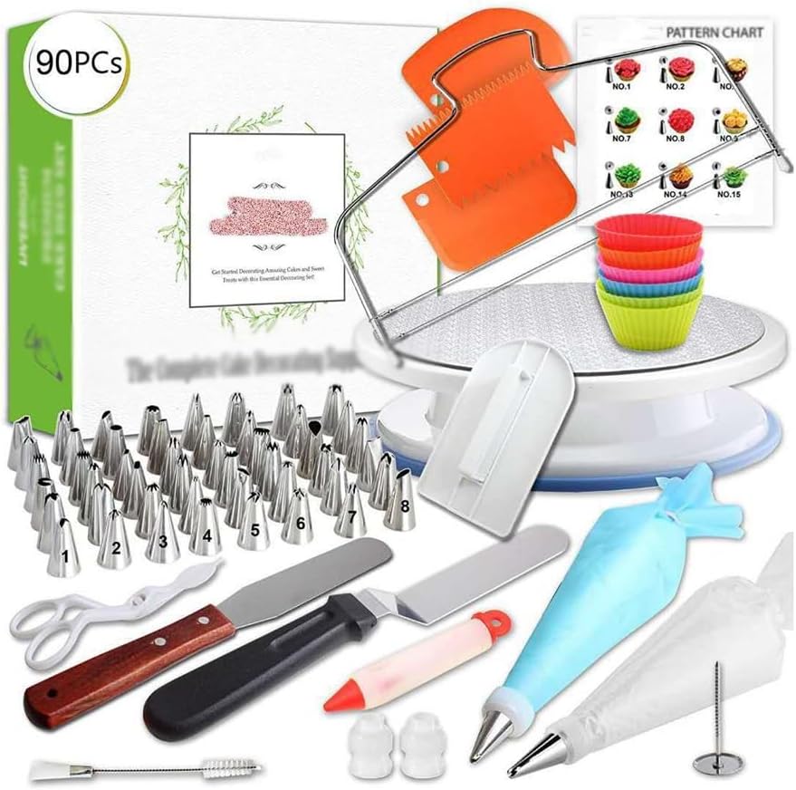90 Piece Cake Turntable Cake Mounting Nozzle Spatula Scraper Baking Tool Set