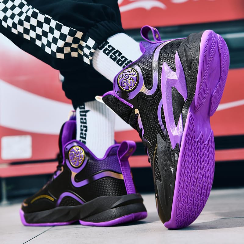 Bolognifi Chaussures de Basket Montantes for garçons, Baskets rembourrées avec Maintien Respirant for l'entraînement Sportif des Jeunes Équipement de Basketball