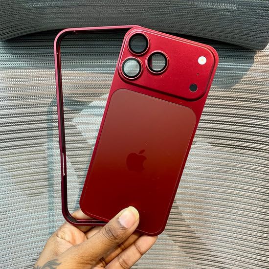 Image of Hard Metal Converter KIT for i Phone 13 /14 /15 /16 Pro Series into 17 Pro Max Look, Metal Backsheet + Frame, Shockproof (Wine, i Phone 13 Pro to 17 Pro)