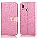 Produktbild CXTcase Huawei P20 Lite Hülle, Handyhülle Leder Tasche Flip Case Magnet Schutzhülle mit Schmetterling Glitter Sparkle Motiv Hülle für Huawei P20 Lite Rosa