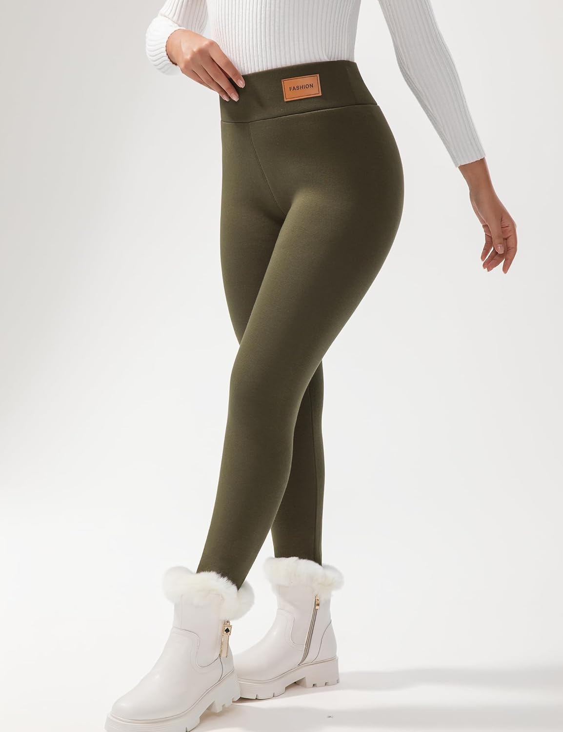 JK SUE JONES Women Winter Warm Thick Leggings Fleece Lined Stretchy Soft Thermal Sherpa Pants High Waist Tights - Image 3