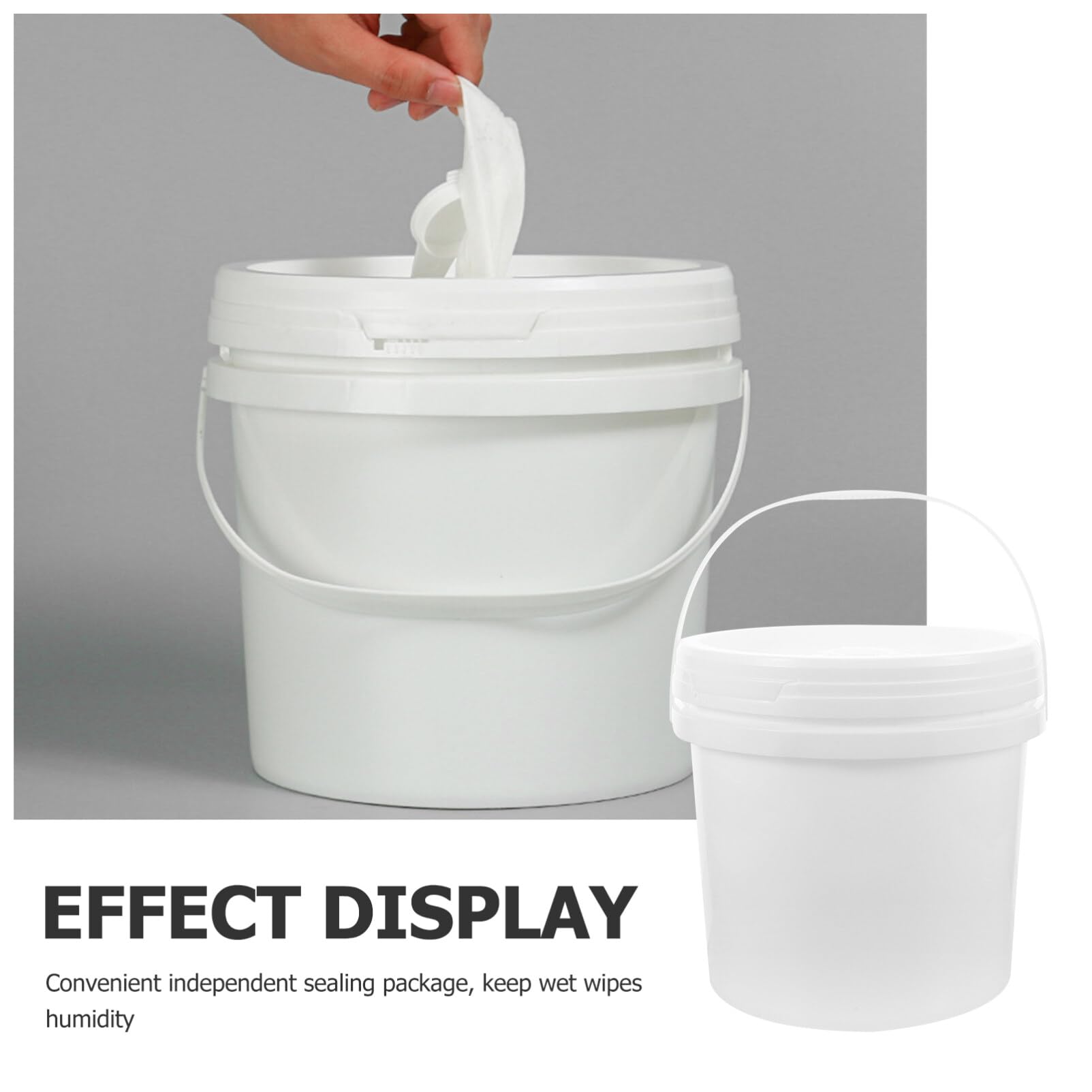 PRETYZOOM Empty Plastic Buckets Wet-wipes Roll Dispenser with Pop Up Cap Wet-wipe Dispenser Holder Baby Wipes Dispenser 5L