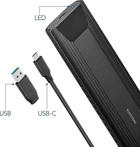 Miniatura 6 de Insignia Carcasa SSD M.2 NVMe a USB-C 3.2 Gen 2, con adaptador USB-A, carcasa de disco duro externo de alta velocidad para computadoras portátiles,