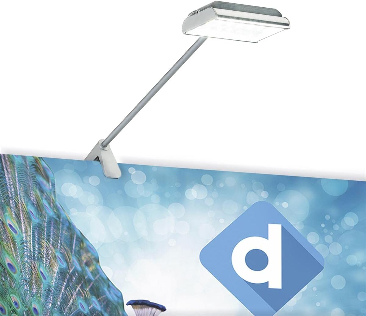 Displays2go Set of 2 LED Flood Lights for Trade Show Backwalls, 12 Watt - Silver (21WLEDUNSL2)