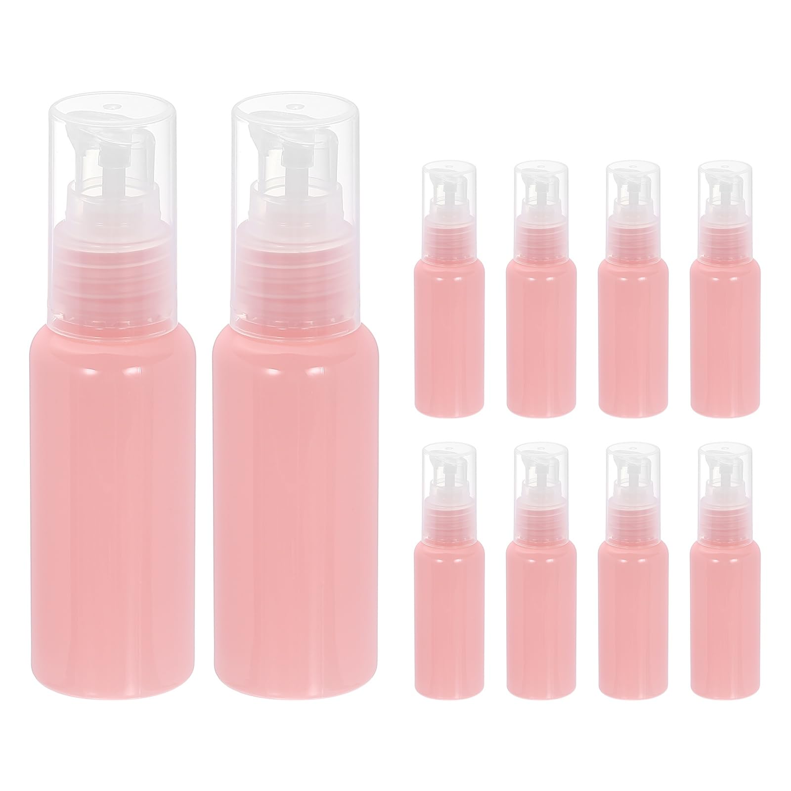 uxcell 10Pcs Empty Travel Pump Bottles, 1.7oz/50ml Refillable Liquid Container Plastic Leak Proof Dispenser, Travel Bottles with Clear Pump for Cream Shampoo Lotion Toiletries, Pink-image-30