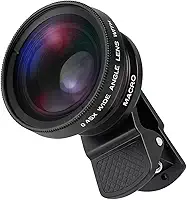 Lente Clip Universal 2 em 1 Wide + Macro HD para Celular – Super Ângulo e Detalhes Incríveis, Compatível com iPhone e Android