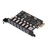 Tangxi PCIE to USB 3.0 Expansion Card, 5Gbps 4A Power Chip PCB with 7 USB3.0 Ports for PCI Express Expansion Card USB Card for Desktop PC, Applicable Slot PCI