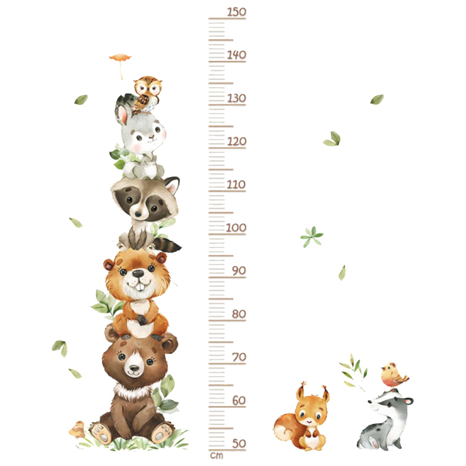 1 Set of Children's Small Animal Height Wall Stickers, Cute Children's Height Chart Wall Stickers