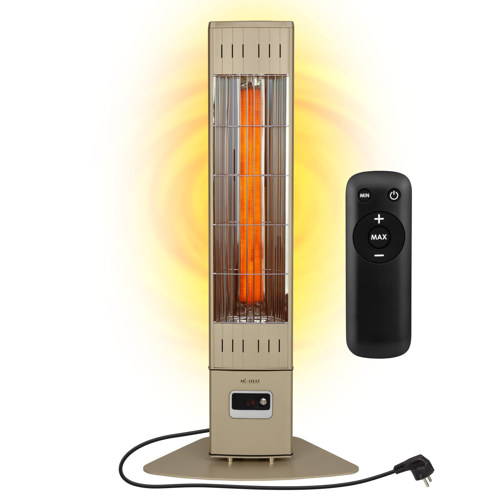 Mi-Heat SIH-2300R stojący promiennik podczerwieni ogrzewacz tarasowy, 2300 W, 4 stopnie grzania, pilot zdalnego sterowania, w pełni metalowa obudowa, IP65 Outdoor