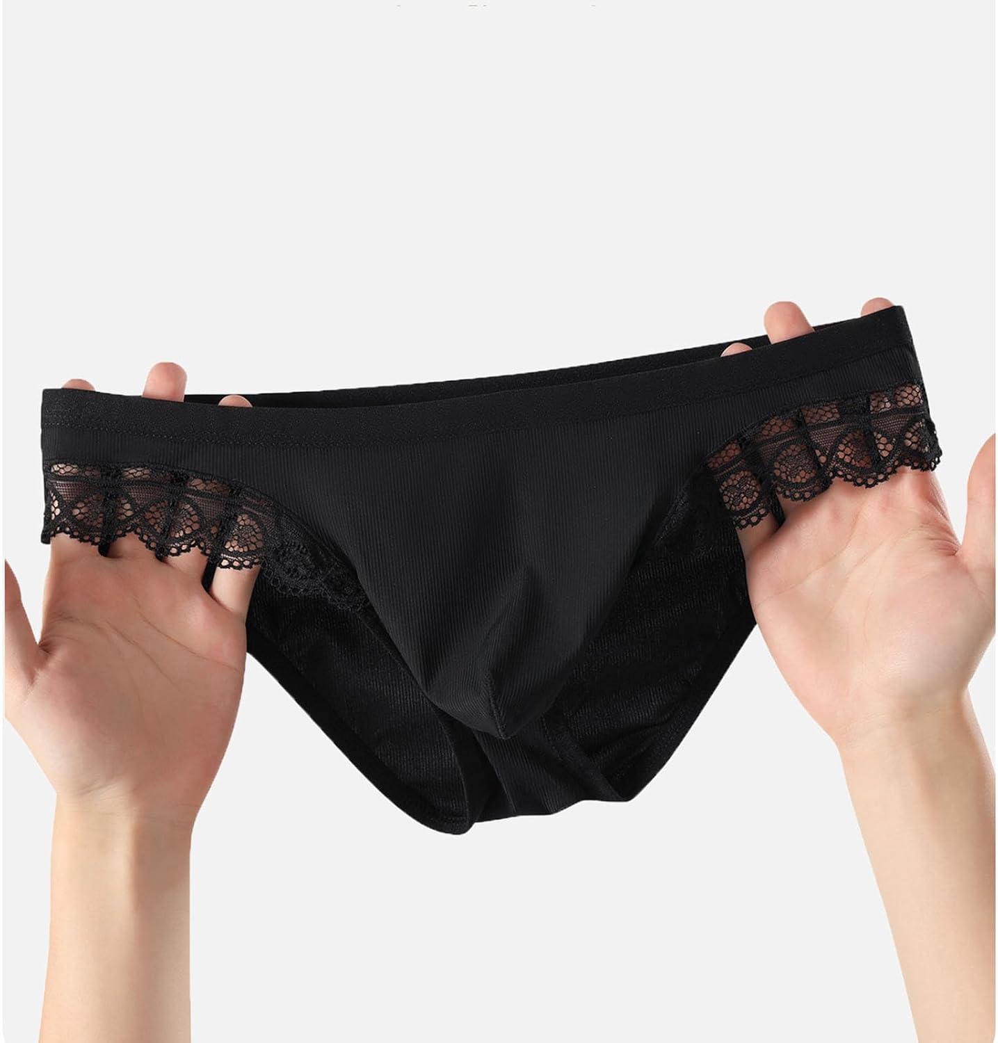 Men's Lace Bikini Briefs Low Rise Contour Pouch Underwear