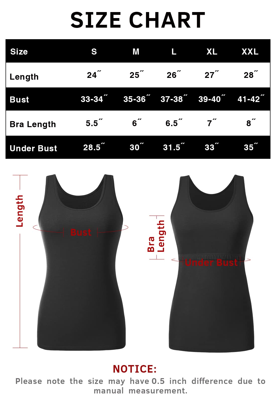 Orrpally Camiseta básica de algodón para mujer, para estante, sostén, sin mangas, 3 unidades, Negro/ blanco/ rosa, X-Large