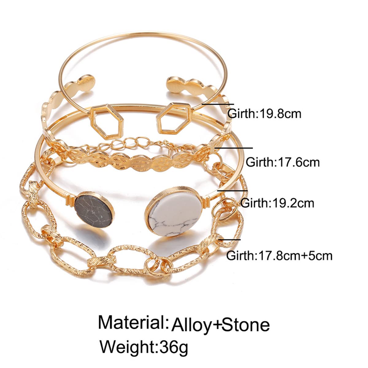 Geometric Stackable Bracelet Set of 4