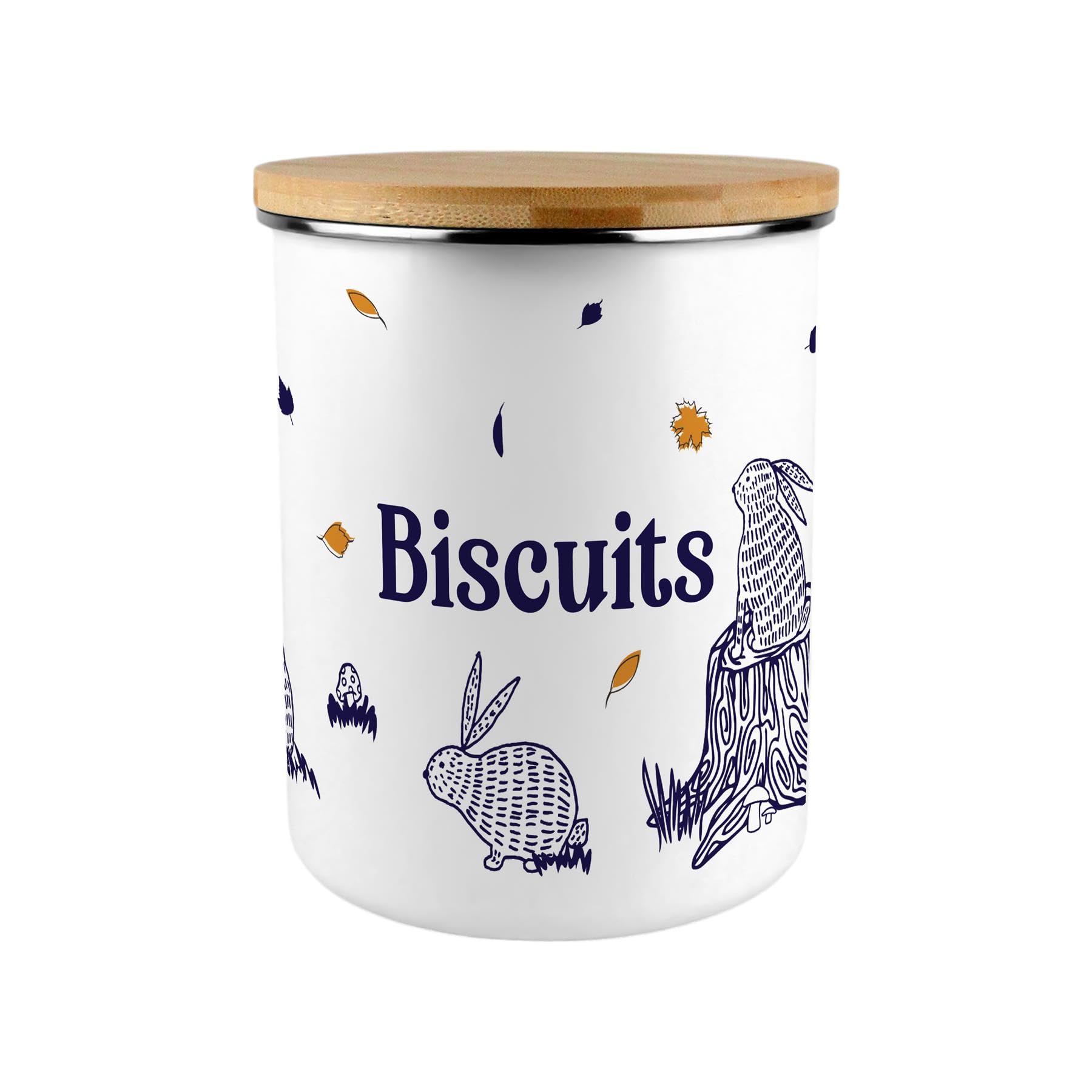 Purely Home Woodland Rabbits Biscuit Storage Tin - 2.7L Extra-Large Kitchen Canister