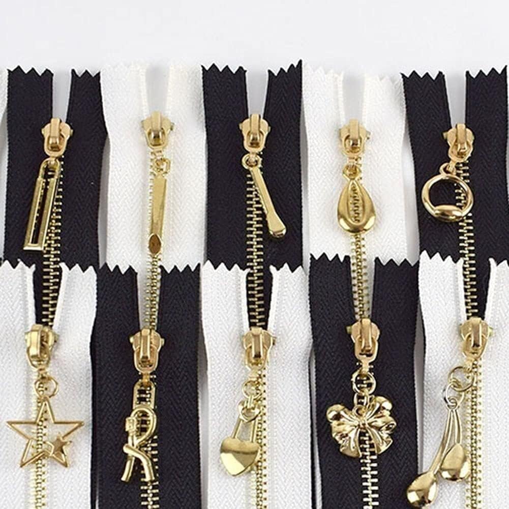 zip pulls,Metal Nylon Coil Zippers,nvisible Zip,10pcs 3# White Close-End Gold Metal Zipper, 15/20/30cm Garment Zip Sewing Accessory (Color : 01-White, Size : 20cm) ( Color : 14 white , S ( Color : 09