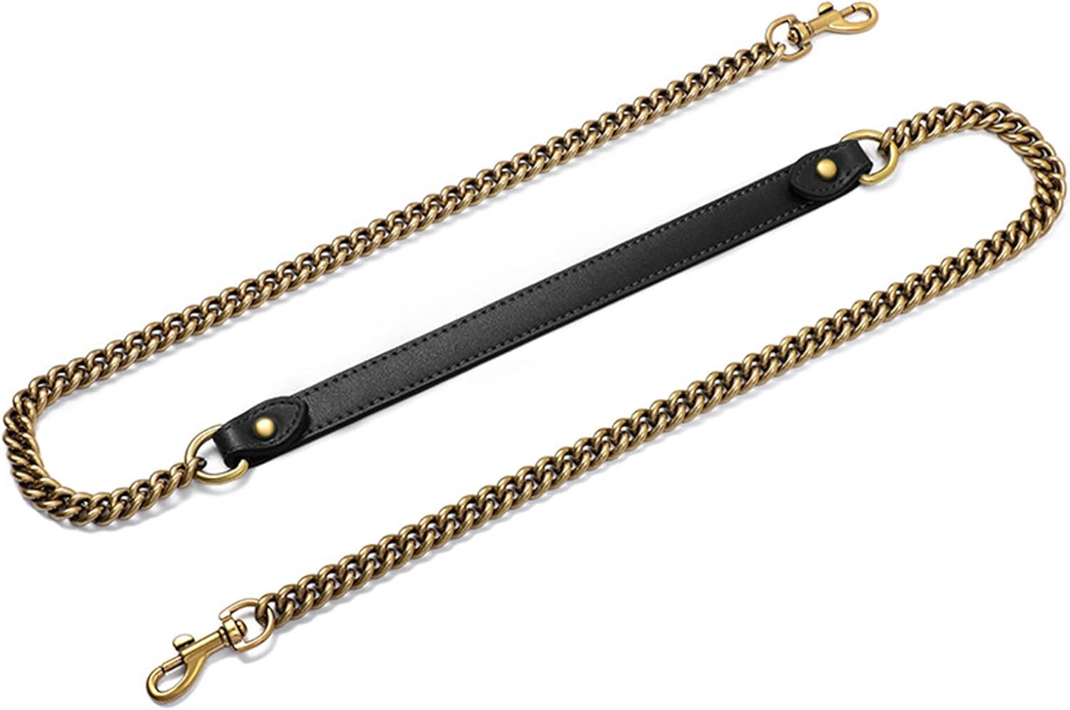 jiesinlov Purse Leather and Chain Bag Shoulder Strap Replacement Crossbody for Handbags,43 Inches in Length(Gilt-Black)