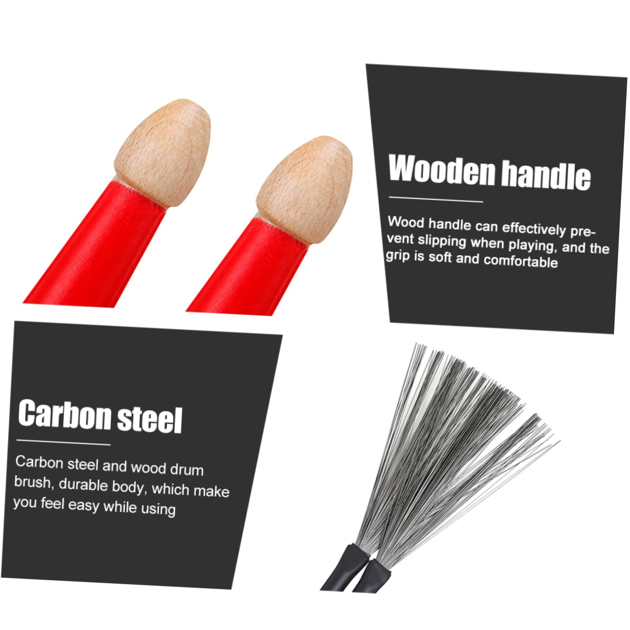 Abaodam 3 Pares Cepillo de tambor de doble cabeza Cepillo duradero para baquetas suministros de instrumentos cajas de percusion instrumentos percusion práctico cepillo de tambor arce rojo