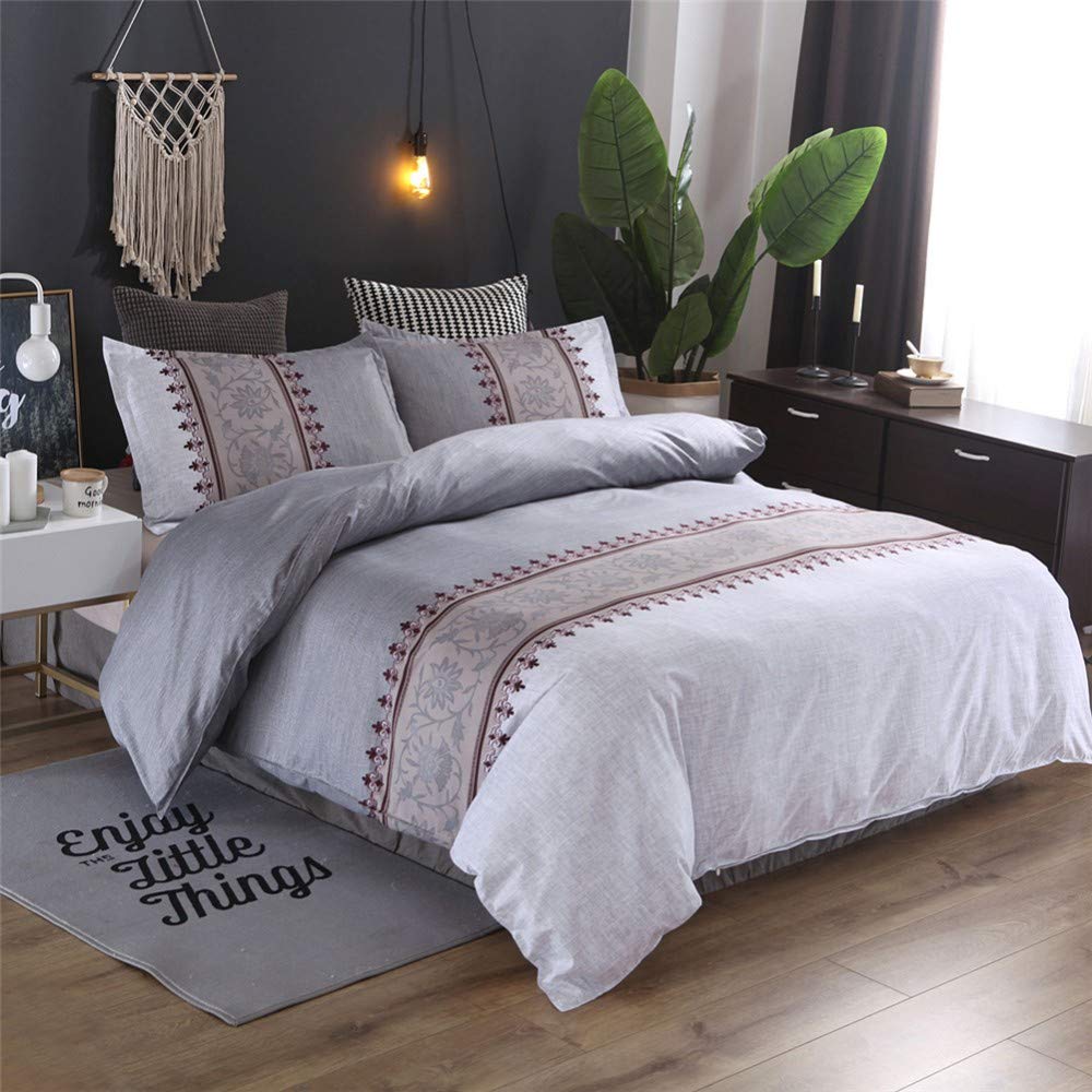 Housse de couette lin doux 3pcs ensemble lit bohême rétro 200x230cm